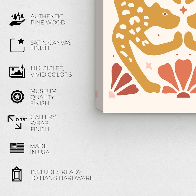 Wynwood Studio Canvas Animals Feline Touch Reflection Brown and Ochre Modern & Contemporary Wall Art Canvas Print