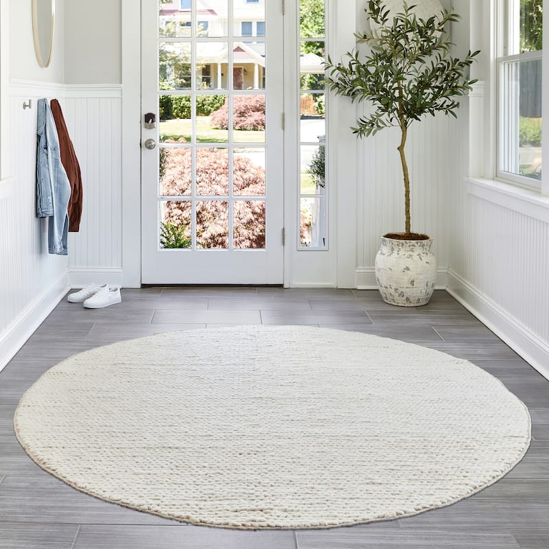 Nuloom Drew Casual Wool Area Rug - 6' Round - Ivory