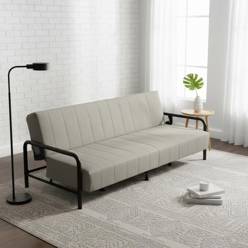 Homy Casa Modern Convertible Sofa Bed, Metal Frame Futon Couch Living - Grey