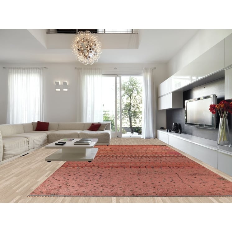 Moroccan Oriental Large Area Rug Handmade Wool Carpet - 11'4"x 19'5"