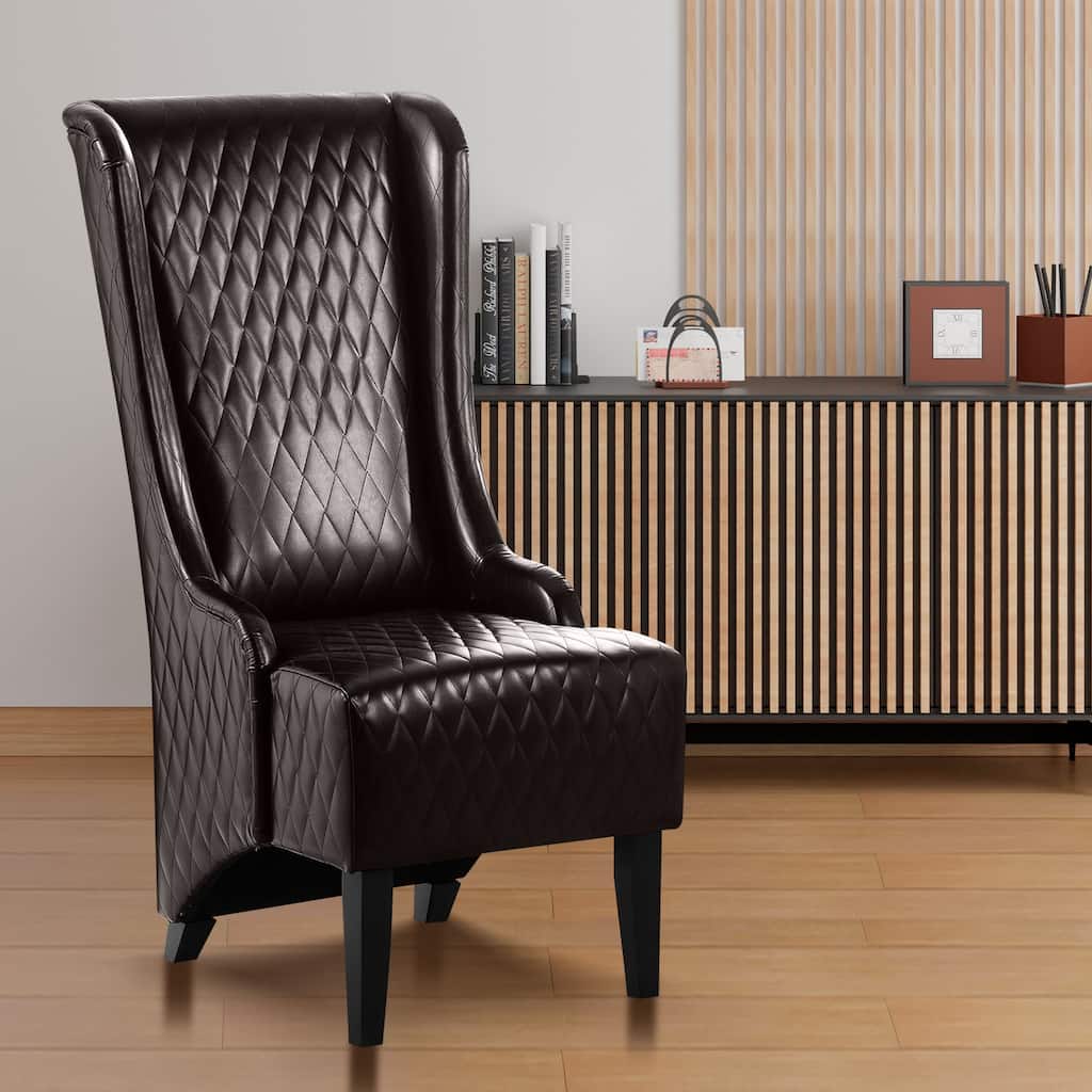 Faux Leather High-Back Accent Chair Wingback Chair