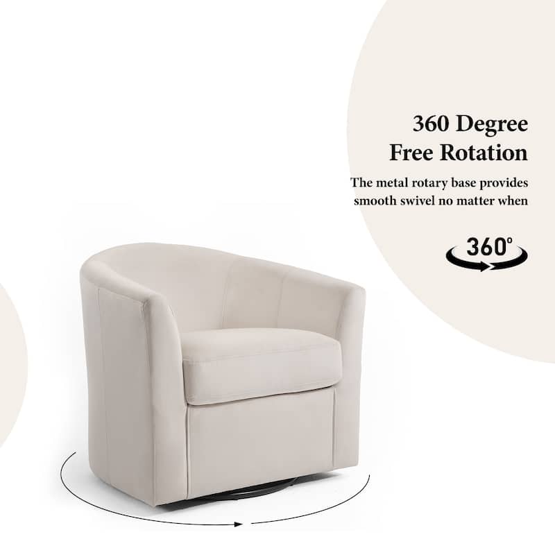 Modern 29"W Upholstered Swivel Barrel Chair for Living Room
