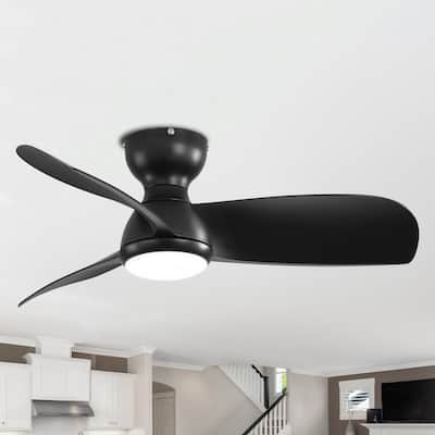 36" Flush Mount 3-Blade Ceiling Fan with LED Lights and Remote