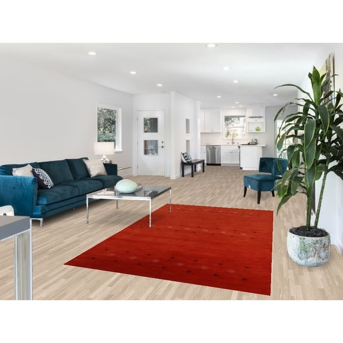 Orange Gabbeh Indian Area Rug Handmade Tribal Wool Carpet - 4'11" x 7'10"