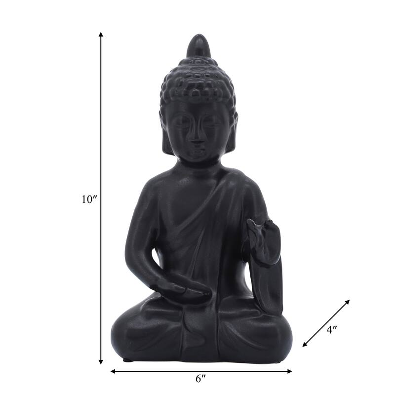 Sagebrook Home Stoneware and Ceramic Buddha Figurine - Elegant and Modern Meditative Sculpture for Home Decor