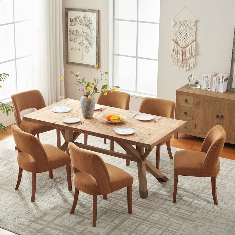 Dining Chairs Set of 2/4/6,Fabric Upholstered Kitchen Chairs with Wood Legs