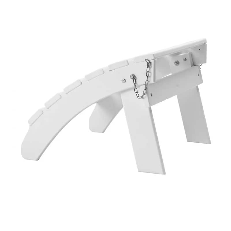 White HDPE Foldable Adirondack Ottoman Footrest with Steel Screws Ideal for Various Outdoor Spaces - 17.7” x 19.7” x 13.8” in