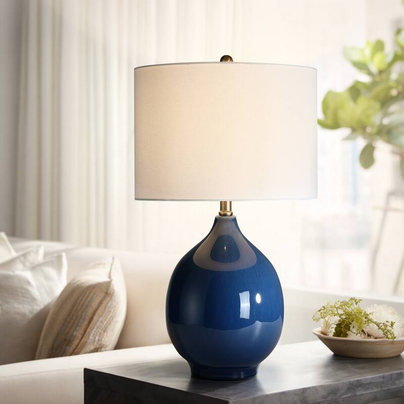3-Way Ceramic Table Lamp with White Shade - 24 in. H