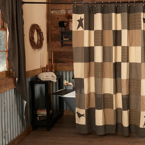 Cotton Shower Curtain Crow and Star Multicolor Brown 72" x 72". Opens flyout.