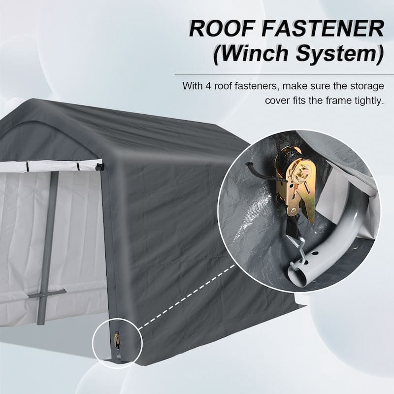 Aoodor Heavy Duty Storage Shelter, Portable Shed Carport with Roll-up Zipper Door ,Waterproof and UV Resistant - 6'×8'