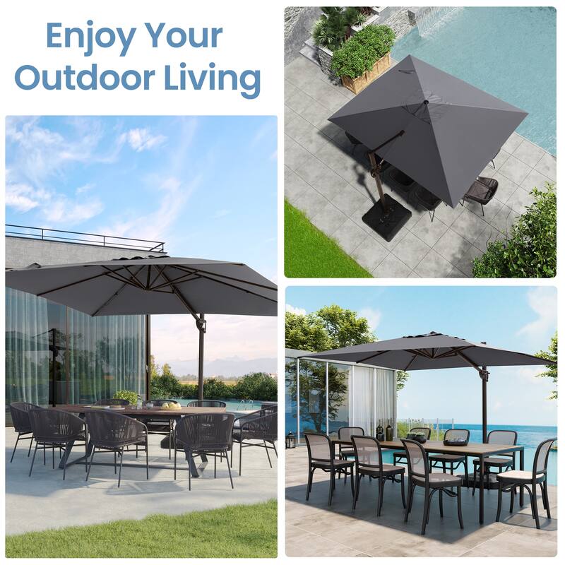 Pellebant 9 FT x 12 FT Outdoor Patio Cantilever Umbrella with Base Stand