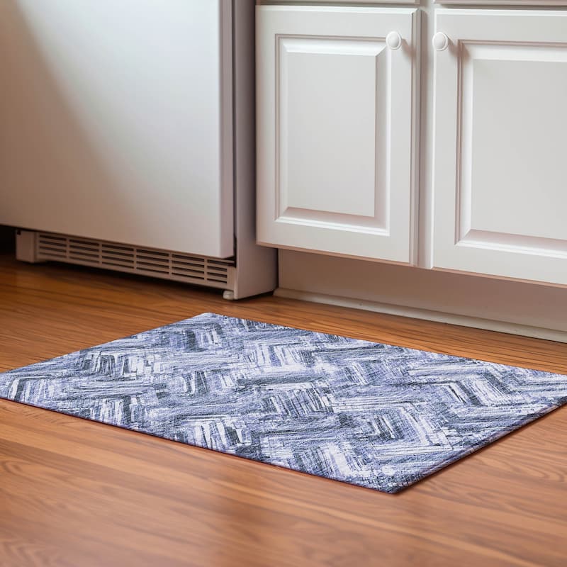 Premium Washable Super Soft Blurred Chevron Mayfield Rug - Blue - 1' 8" x 2' 6" - Rectangle
