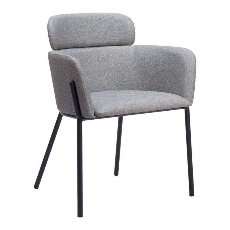 HomeRoots Set of Two Gray and Black Upholstered Faux Leather Dining Arm Chairs - 25.00 in. x 31.30 in. x 23.00 in.