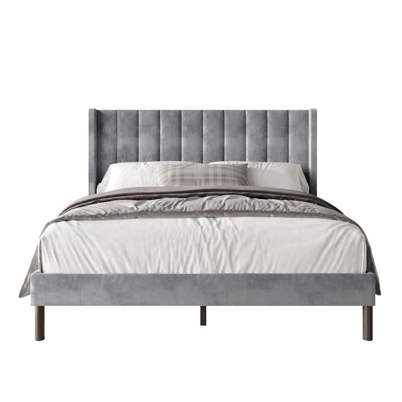 Clayfell Herrin Upholstered Wingback Panel Bed