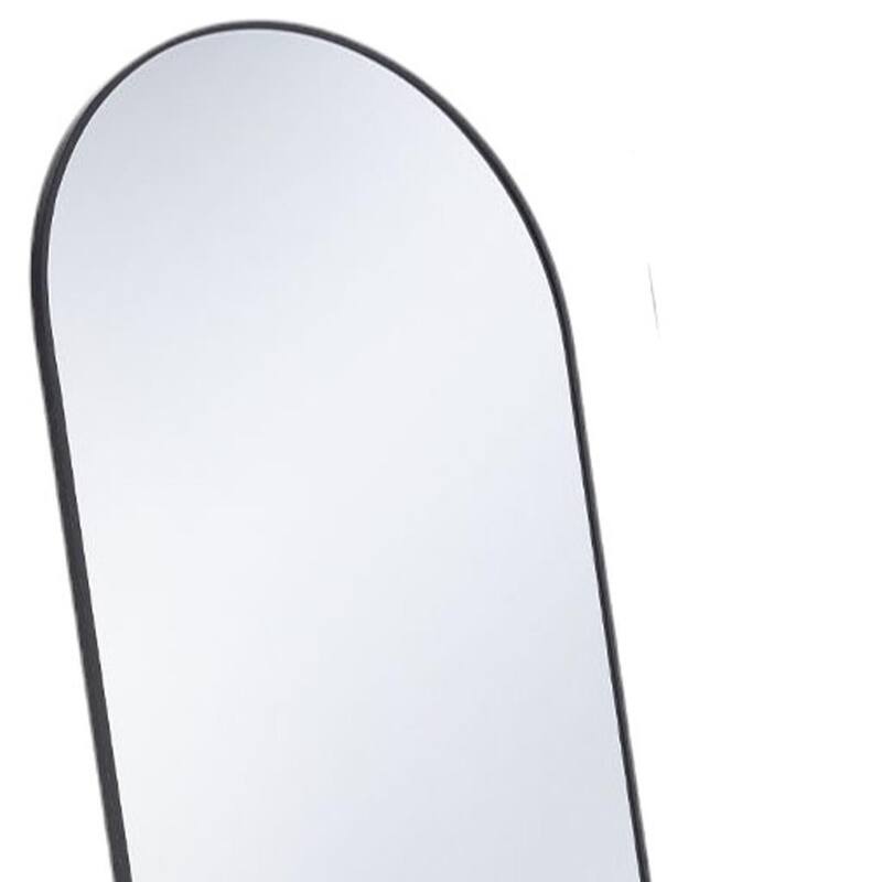 HomeRoots 59" Black Metal Arch Freestanding and Wall Mount Framed Full Length Mirror - 16.00 in. x 59.00 in. x 0.50 in.