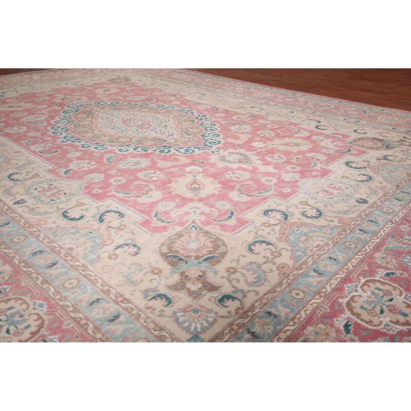 Tabriz Persian Vintage Area Rug Handmade Oriental Wool Carpet - 9'7"x 12'7"