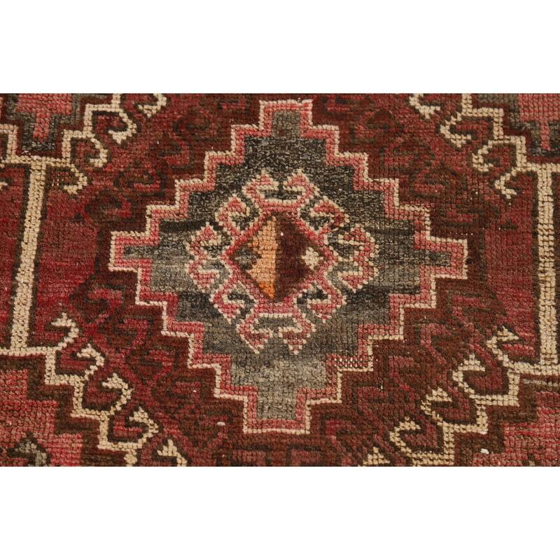 Red & Pink Geometric Bakhtiari Persian Rug Hand-Knotted Wool Carpet - 4'5" x 7'4"