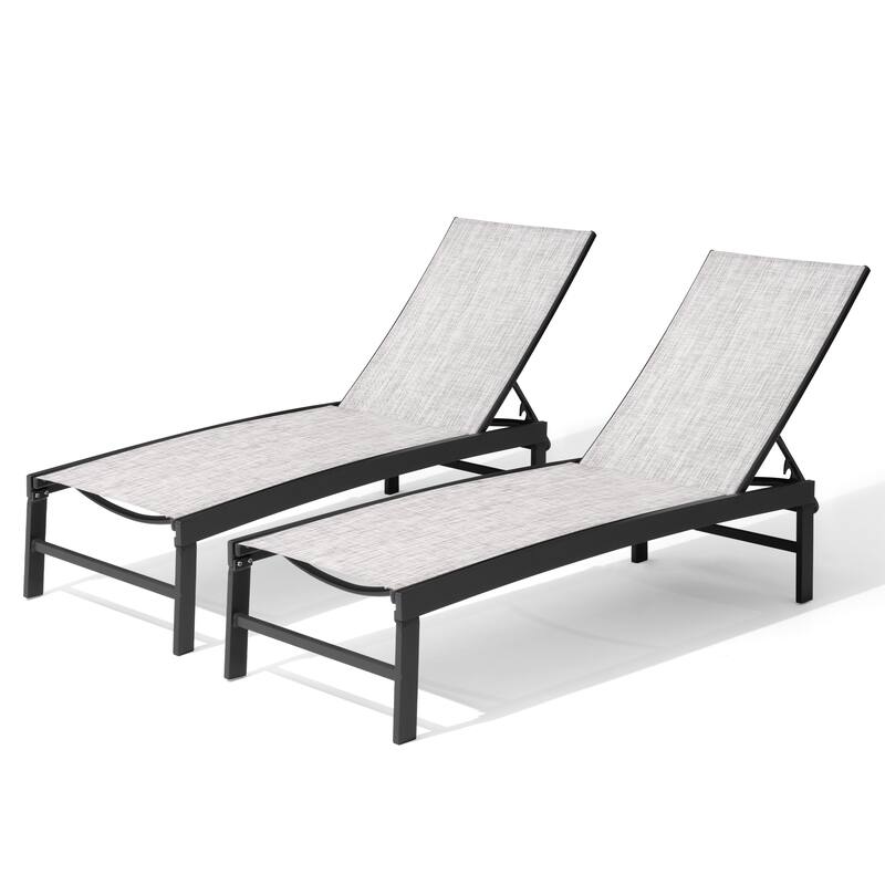 Outdoor Patio Adjustable Chaise Lounge Chairs - Earth-2PC