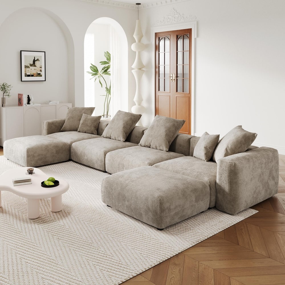 U-Shaped Luxurious Modular Sectional Couch with Chaise Ottoman