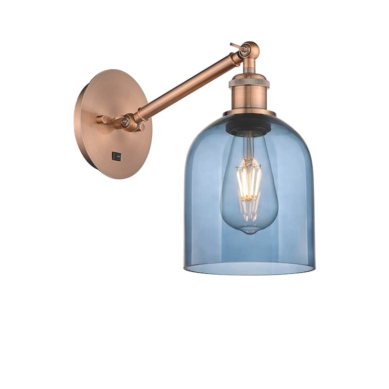 Innovations Lighting 317-1W-10-6 Bella Sconce Bella 10" Tall Wall - Antique Copper / Princess Blue