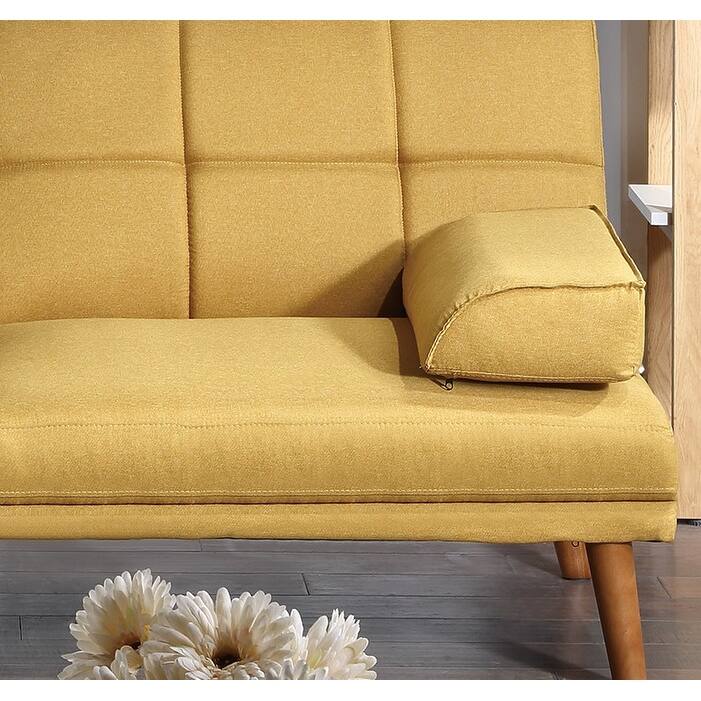 1pc Adjustable Tufted Mustard Sofa with Plywood and Solid Wood Legs for Living Room