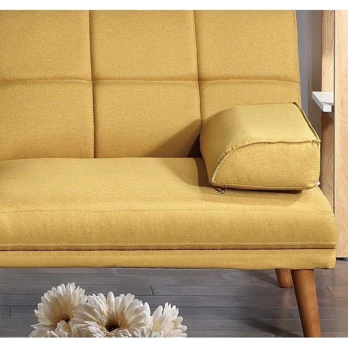 Polyfiber Adjustable Loveseat Sofa, Living Room Plush Couch with Tufted Back and Pillow Top Arms