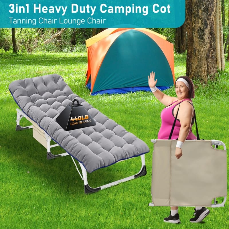 3 in 1 Oversized Beach Lounge Chair, 5 Positions Adjustable, for Beach