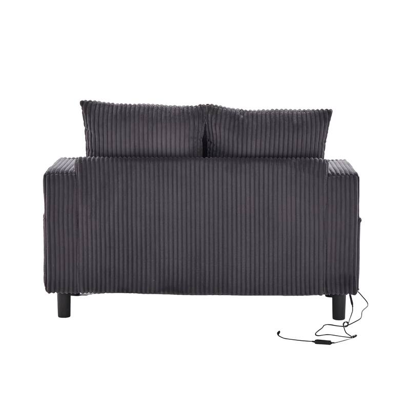 GDFStudio - Corduroy Recliner Sofa with USB Charging, RGB LED Light Strip - Suitable for Living Room and Bedroom
