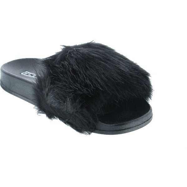 cape robbin faux fur slides