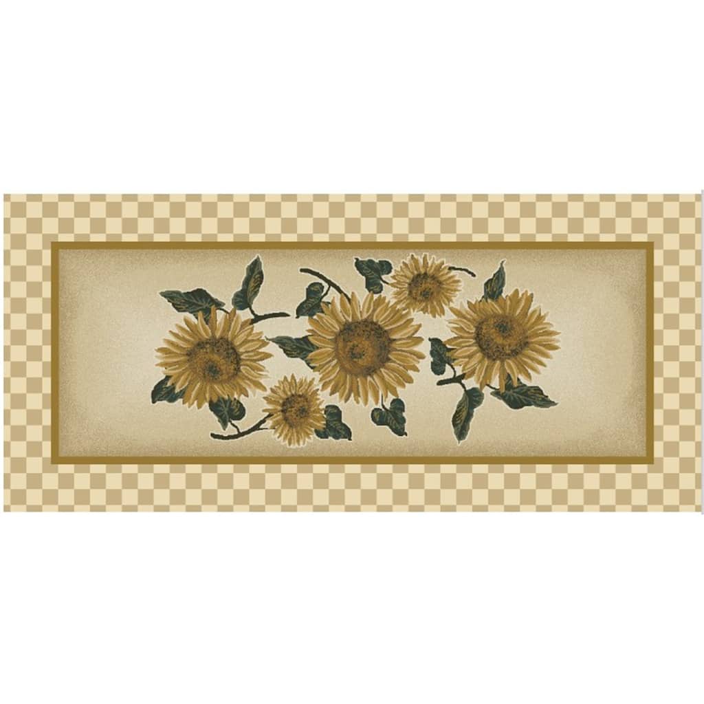 Cozy Cabin Sunflower Gingham Nylon Washable Accent Rug - 20"x44"