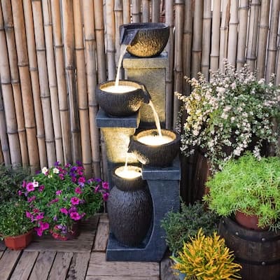Resin Garden Fountain with Light