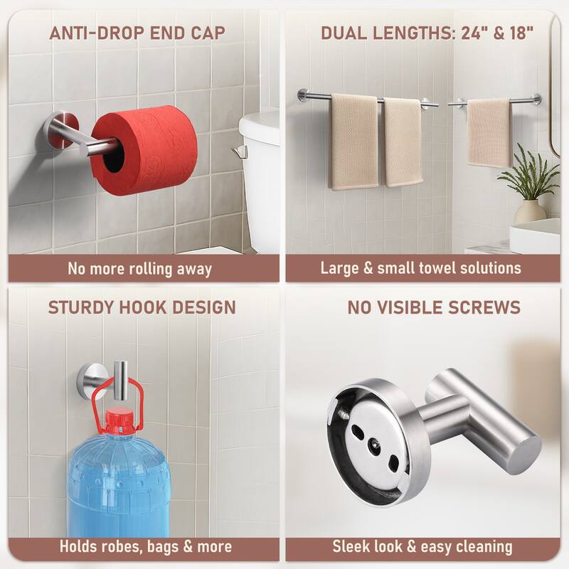 WOWOW 6-Piece Bath Hardware Set with Mounting Hardware