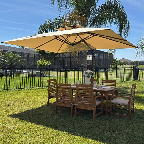 10 foot offset patio umbrella Aoodor 10ft. Offset Hanging Umbrella with Base