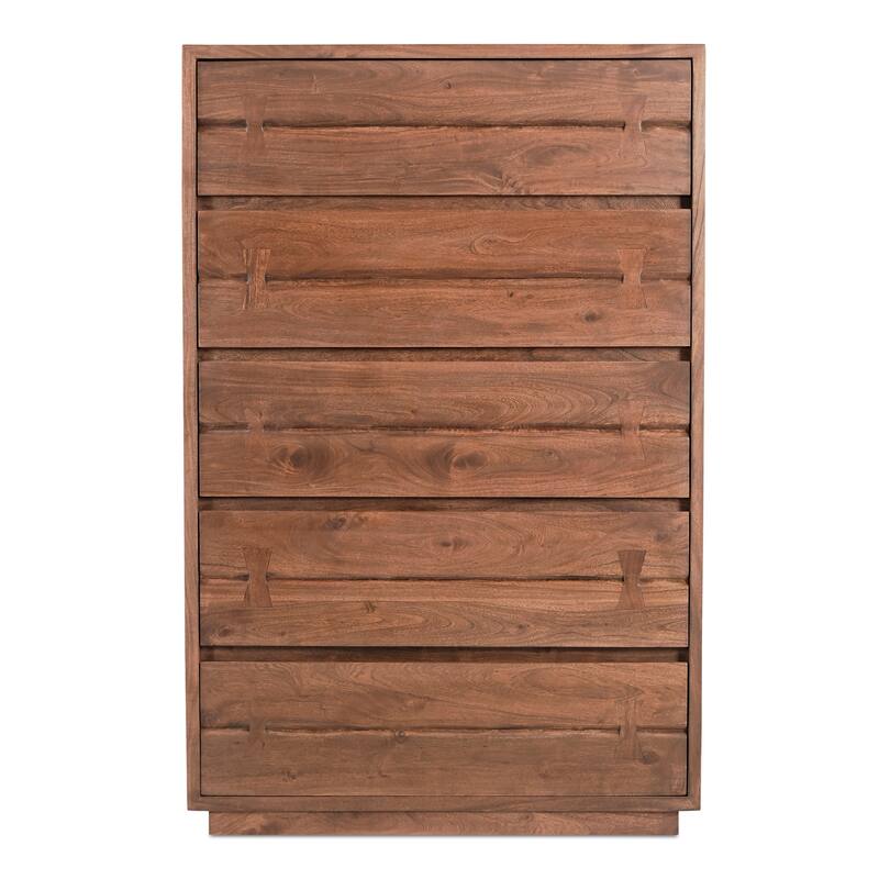 NADAAL STUDIOS Sterling Dresser, Six Drawer Solid Acacia with Live Edge and Butterfly Joinery, Brown - 5-drawer