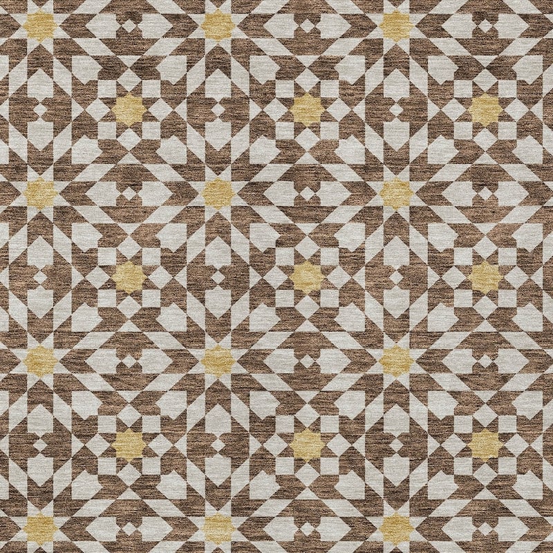 HomeRoots Floral Medallion Transitional Rectangle Outdoor Rug