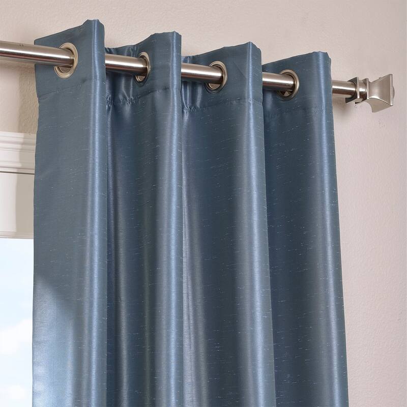 Exclusive Fabrics Textured Dupioni Faux Silk 108-inch Blackout Grommet Curtain (1 Panel) - 50 x 108