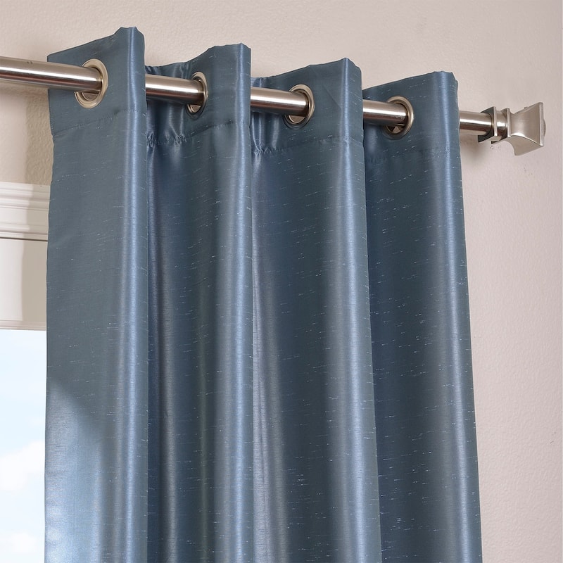 Exclusive Fabrics Textured Dupioni Faux Silk 84-inch Grommet Blackout Grommet Curtain (1 Panel) - 50 x 84