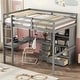 preview thumbnail 3 of 11, Wood High Full Size Loft Bed with Desk,Storage Shelves and Drawers for Home