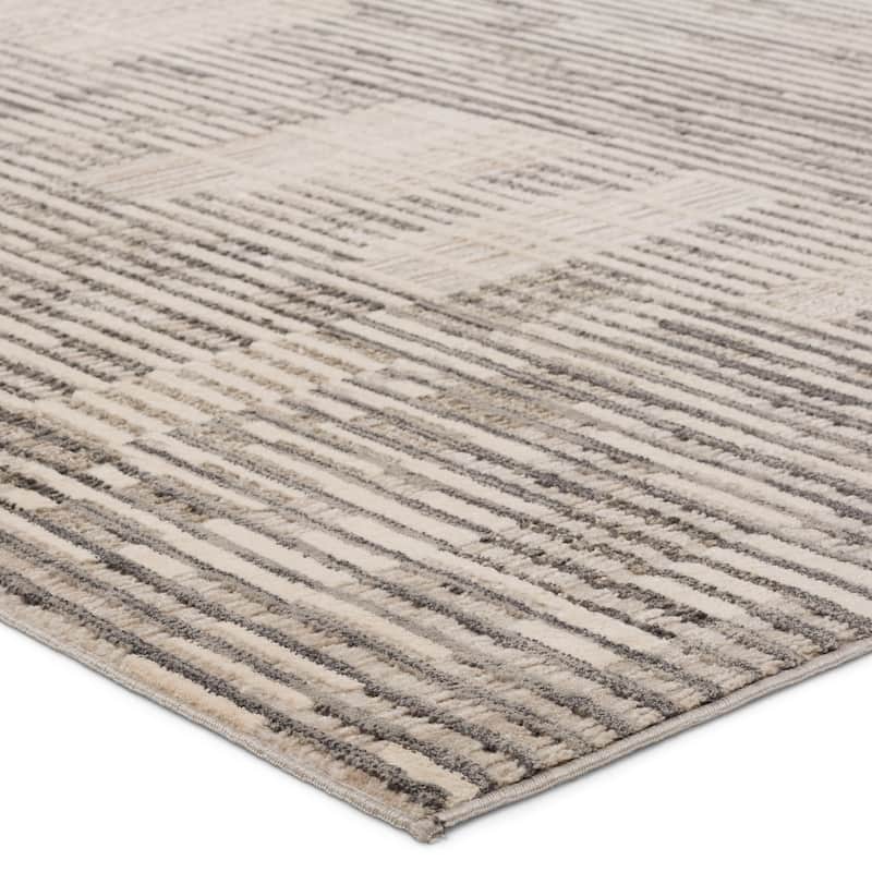 Genteel Striped Gray/ Cream Area Rug