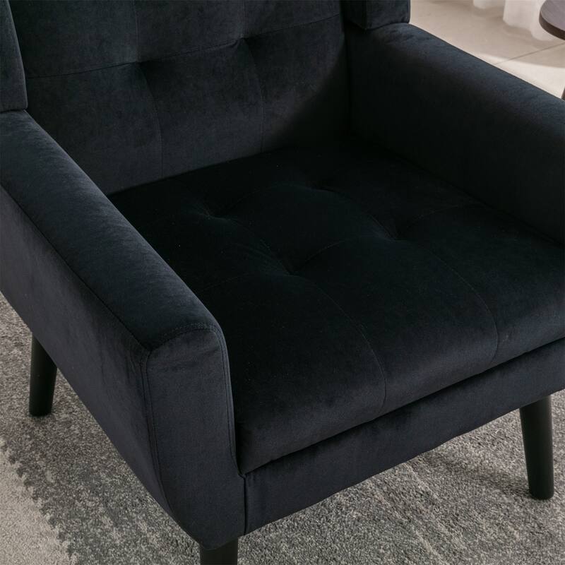 Soft Velvet Accent Chair With Padded Seat and Curved Back