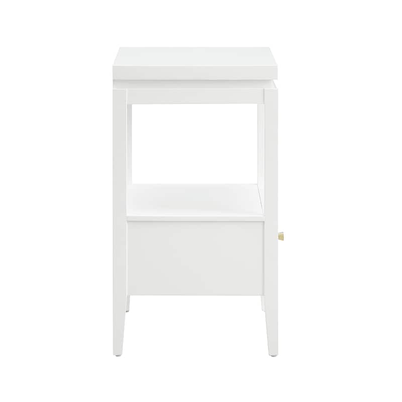 Modern Nightstand with Drawer and Floating Shelf Tapered Legs Design