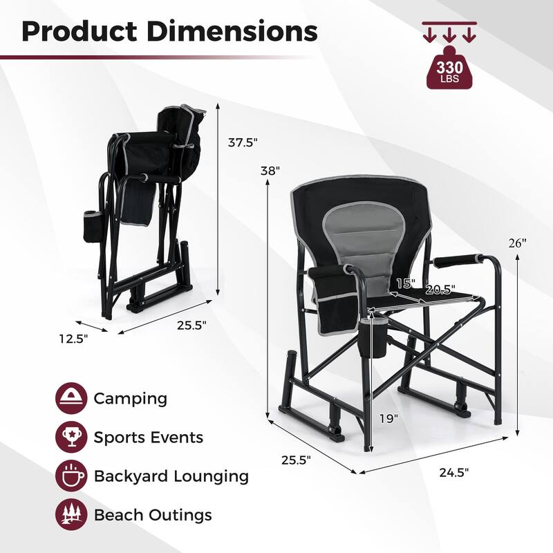 Goplus Outdoor Rocker Camping Chair for Adults with Dual Springs - See Details