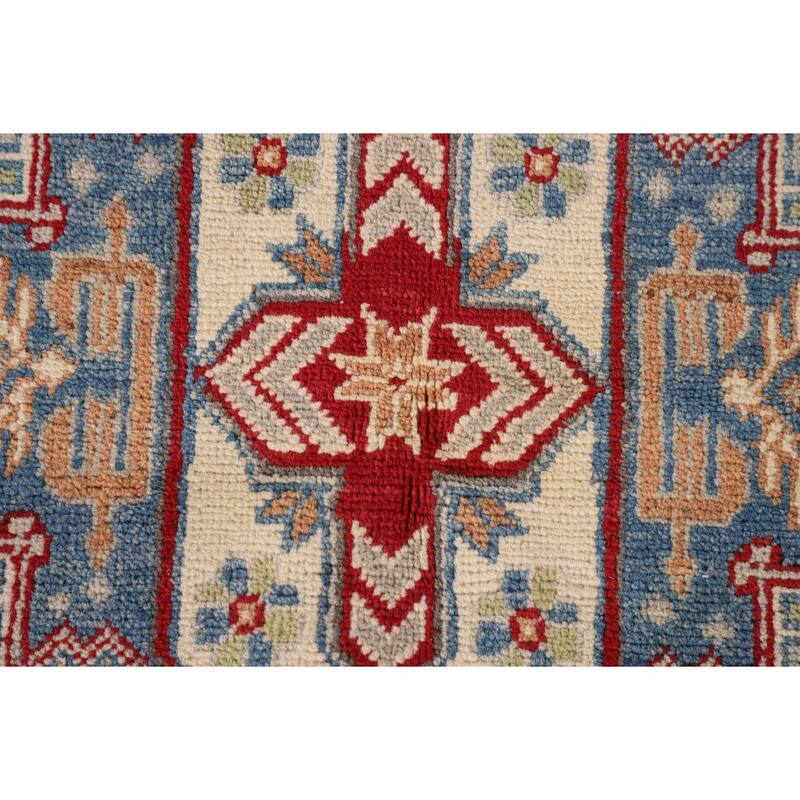 Grey Kazak Oriental Accent Rug Handmade Wool Carpet - 3'1"x 4'10"