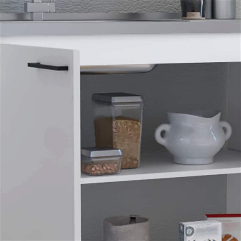 Utility Sink with Cabinet, Stainless Steel Countertop, Interior Shelf