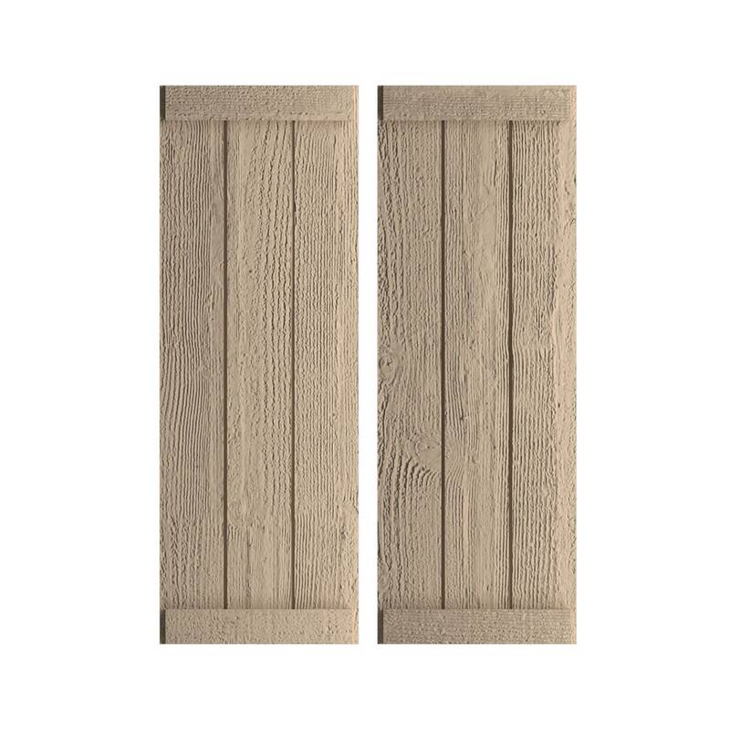 Rustic Three Board Joined BoardnBatten Faux Wood Shutters w/End