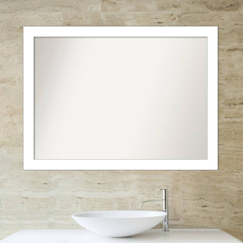 Non-Beveled Bathroom Wall Mirror - Wedge White Frame