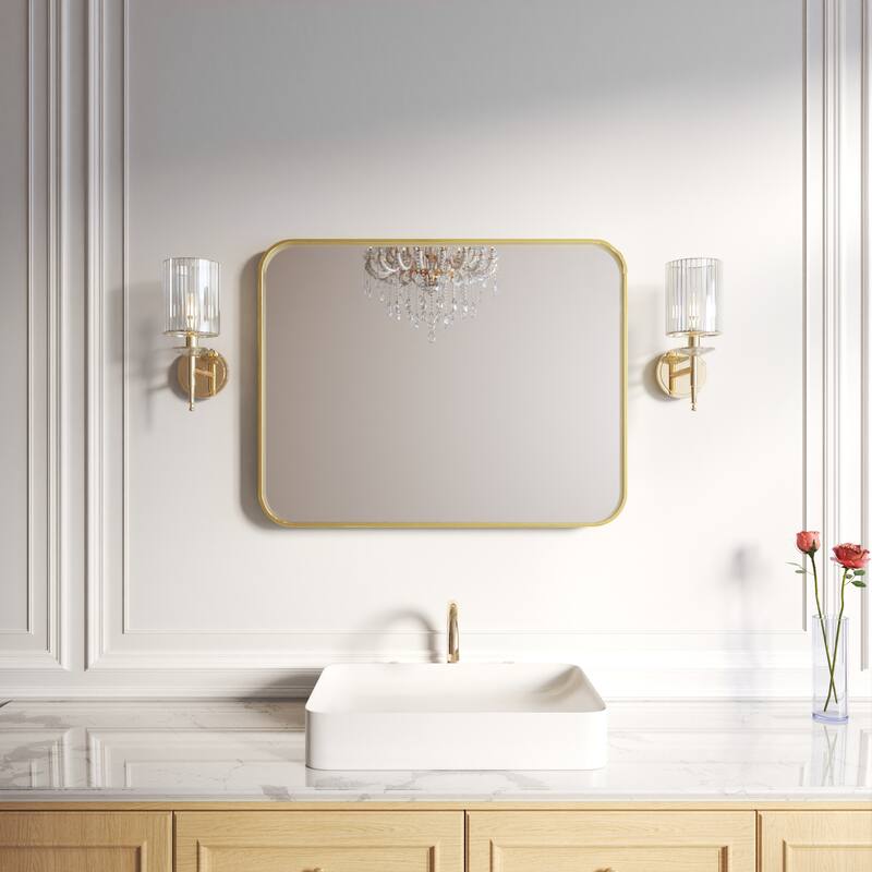 Organnice Rectangular Aluminum Frame Vanity Bathroom Mirror with Clear Glass