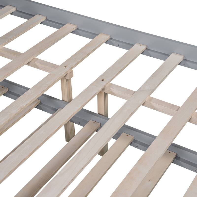 Full Size Wooden LED Platform Bed with Trundle, with Storage Headboard, with Drawers