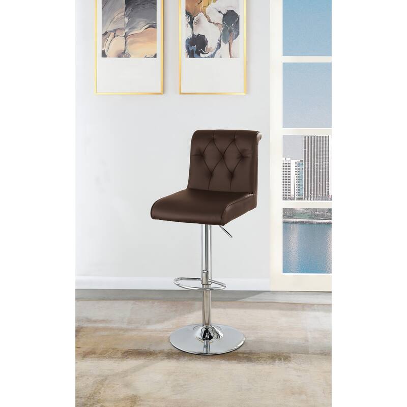 Adjustable Bar Stools Set of 2, Faux Leather Counter Height Chairs with Back, Kitchen Island Stools with Footrest