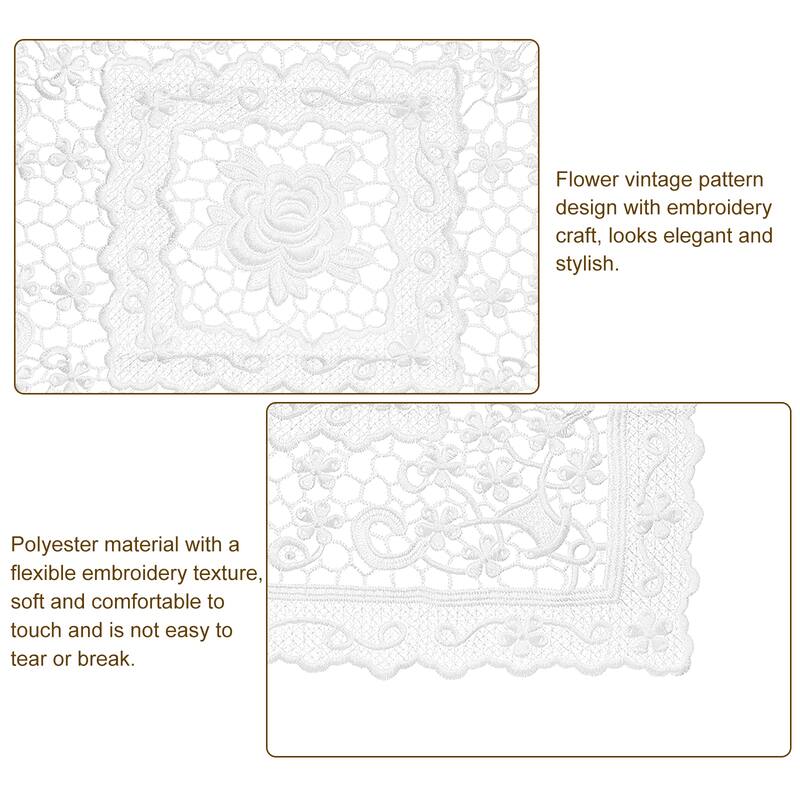 15x15-in Retro Lace Placemat Square French Crochet Doilies Coasters White